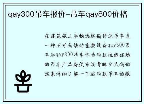 qay300吊车报价-吊车qay800价格