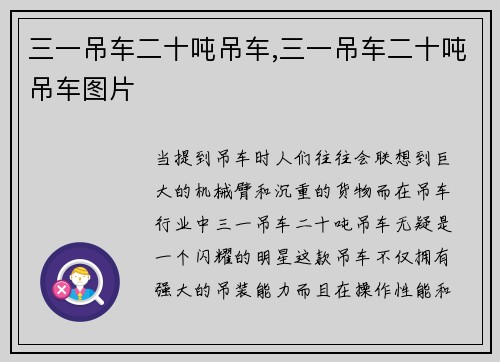 三一吊车二十吨吊车,三一吊车二十吨吊车图片
